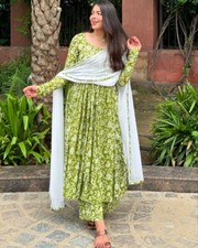 Indian Designer Anarkali Kurta Kurti Set Fully Readymade Kurta Palazzo Dupatta