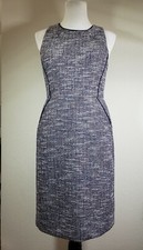 J. CREW Dress Women 4 White Black Purple Metallic Grey Tweed Sheath Knee Length