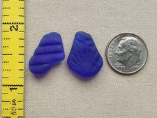 GENUINE BEACH SEA GLASS SURF TUMBLED COBALT BLUE SMALL FROSTED RARE PATTERN E1