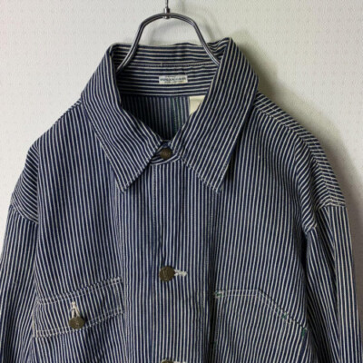 90s　SUGAR CANE　Railroad Jacket　ヒッコリー　ワーク 90s SUGAR CANE Railroad Jacket Size:38 White and navy