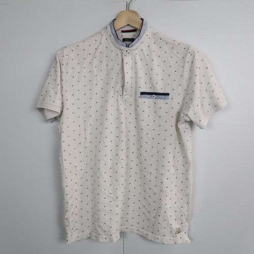 Pierre Cardin Mens Polo Shirt Size L White Short Sleeve Pocket Collarless Rugby eBay