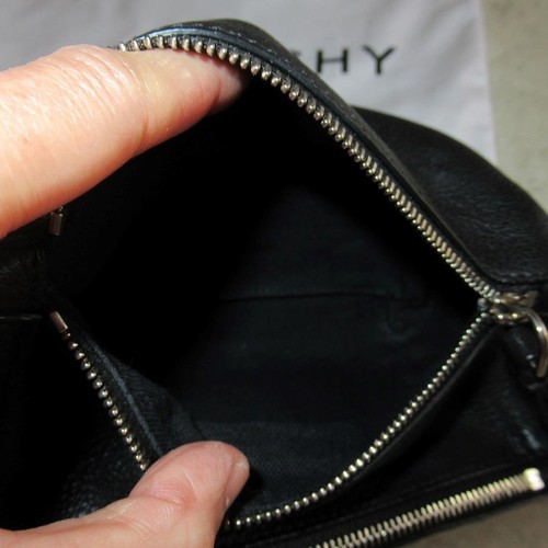 Givenchy Black Pandora Pouch Wristlet Bag Goat Leather Silver Chain Strap - Picture 16 of 22