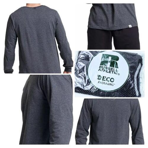 Russell Dri-Power Long Sleeve T-Shirt -Men's 2XL -Black Heather Athletic Fit NWT