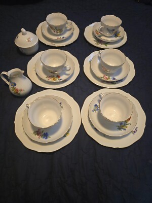Triptis Porzellan Bukell Germany 21 piece vintage plates, cups, pitcher,tea set