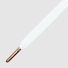 Image of Laces Mr Lacy Flatties White Gold Rose Tip, Flat shoelaces with metal tip