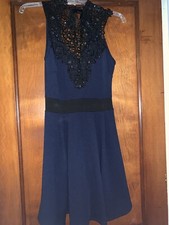 Windsor Navy Cocktail Dress Fancy Black Neckline