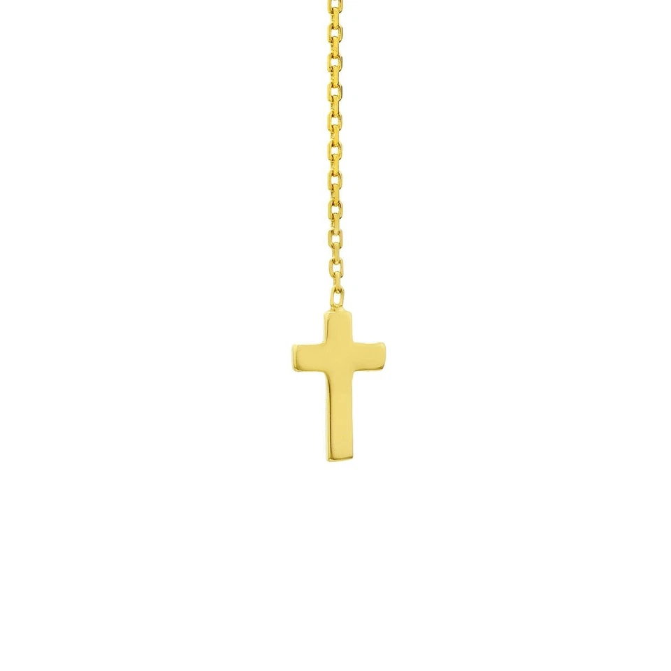 Cross Cable Chain Threader Earrings Real 14K Yellow Gold 1.00 grams - Image 2 of 4
