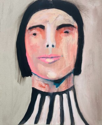 Expressive Original Gouache Portrait Painting 8x10 Proud Man Art Miz Katie