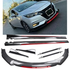 For Nissan Sentra Front Bumper Lip Spoiler Splitter Side Skirt Carbon Fiber