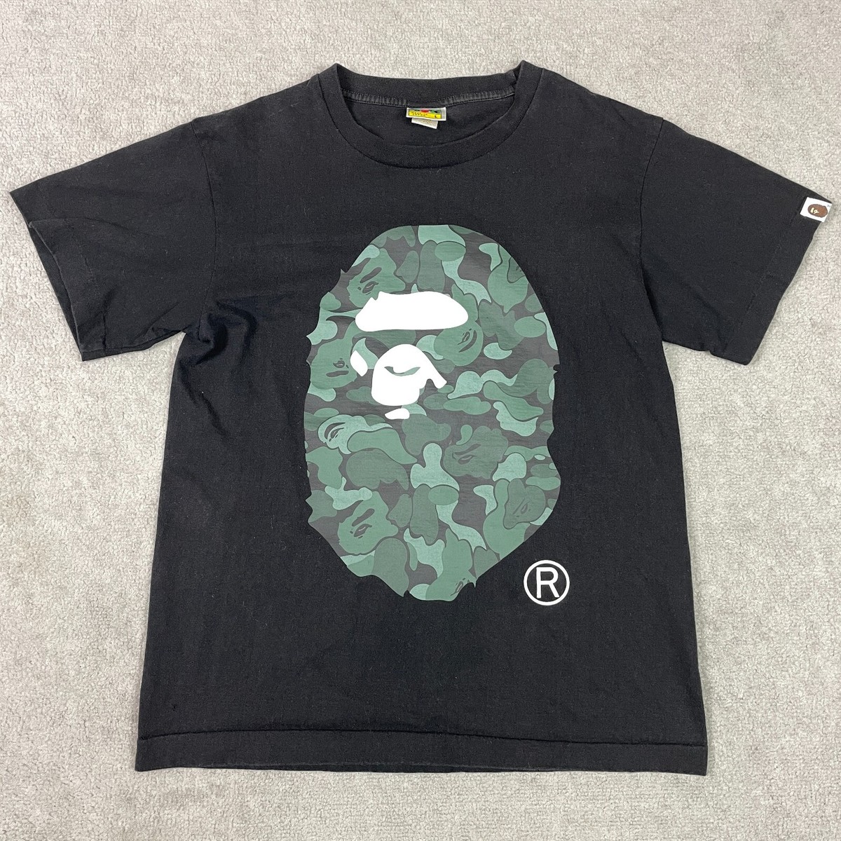 VINTAGE BAPE Shirt Mens Large Black Ape Head Camo 10 Corso Como  