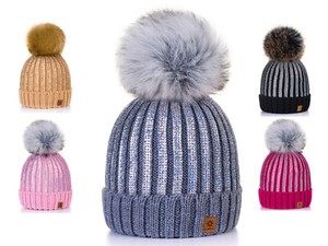 Bimbi Bambini Inverno Berretto Caldo Maglia con Finta Grande Pompon Pon  Rita | eBay