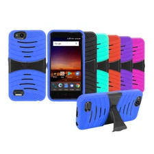 Armor KickStand Hybrid Rugged Case Cover For Straight Talk ZTE ZFIVE G / Z557BL
