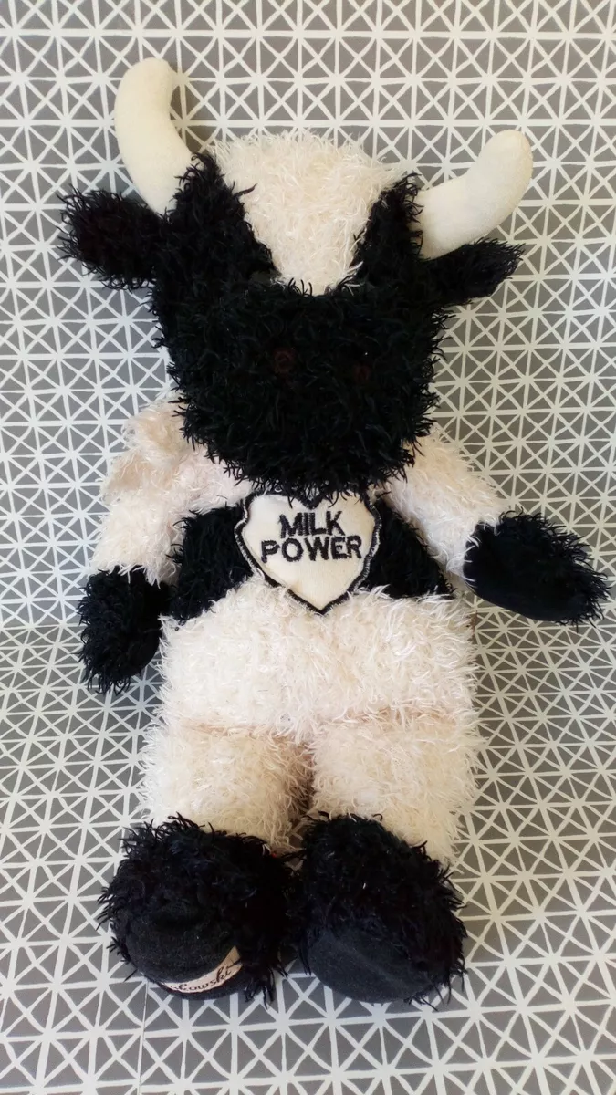 Peluche vache noire et blanche 35 cm