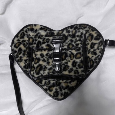 Dr. Martens Leopard Pattern Heart Shoulder Bag Backpack black