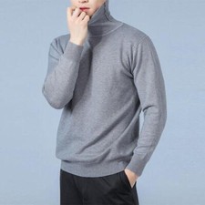 Maglione uomo con risvolto oversize coreano collo alto maniche lunghe maglia top