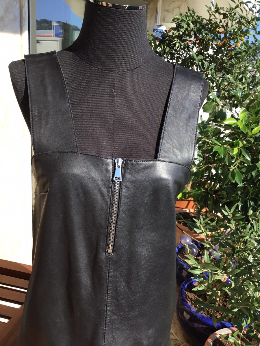Robe Courte Vince En Cuir D’agneau Gris Chêne – Taille 4, Neuve Avec étiquettes