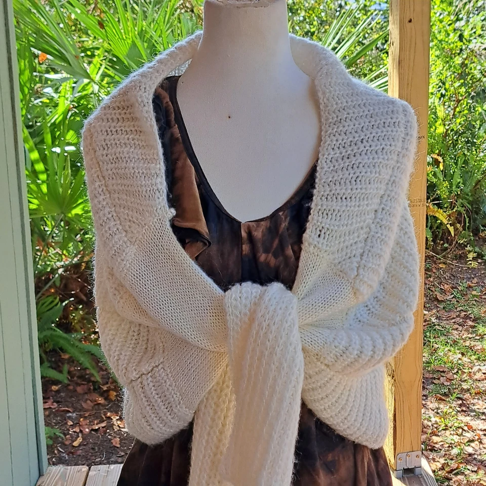 Bebe Suelto Tejido Encogido de hombros Mujer OS Crema Corbata Frontal Acrílico Mezcla de Lana Foto 3 de 4