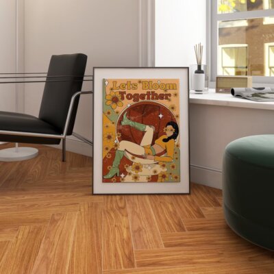 Lets Bloom Together Psychedelic Wall Art poster Choose your Size
