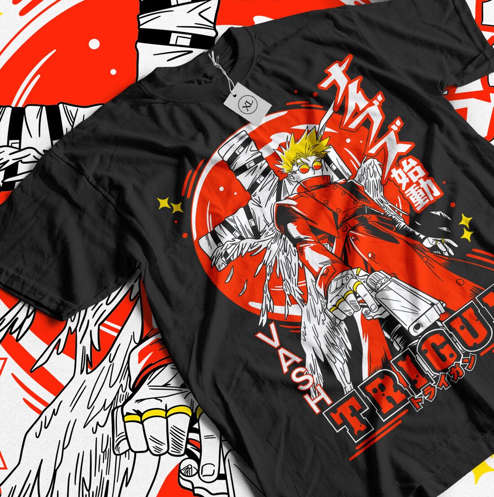 Trigun T-shirt Vash The Stampede Moon Funny COMEDY Girl Anime Manga Gift Shirt