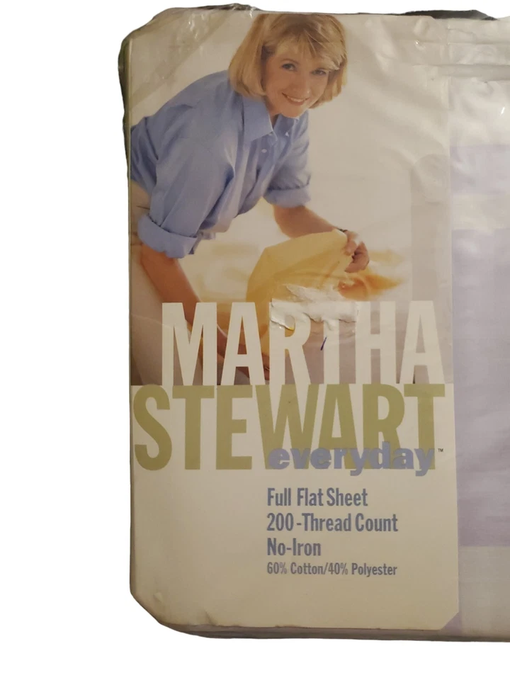 Sábana plana completa vintage de 200 hilos Martha Stewart Everyday Foto 3 de 4