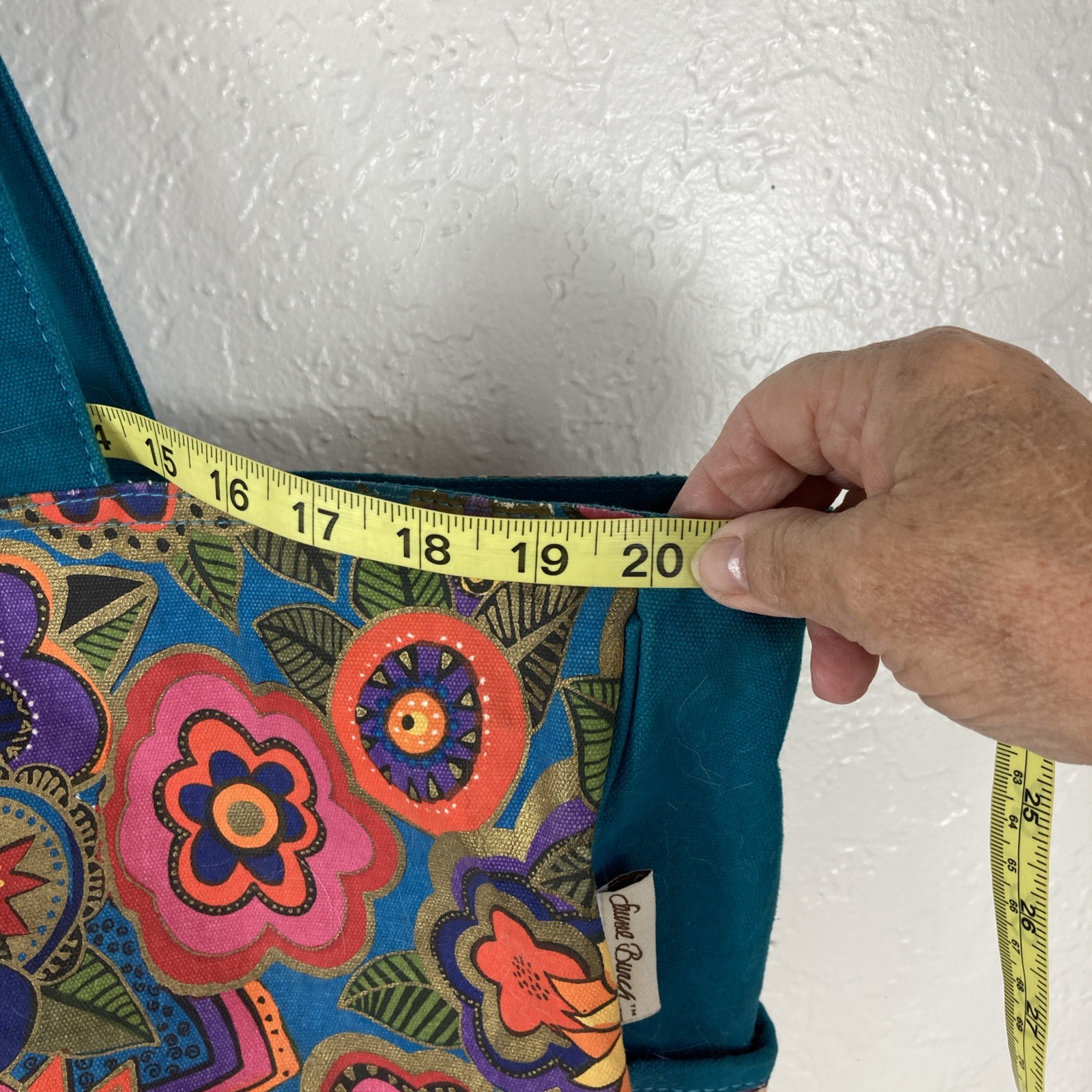 Sun N Sand Large Canvas Tote Bag Laurel Burch Floral Print End Pockets Zippered