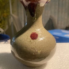 VTG Taupe Speckled Handmade Jugtown Ware Pottery Vase 1989 4.5”
