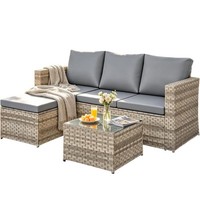 Rattanstar Rattan Wicker 4 Seater Garden Furniture Set Sofa Grey - Collect NN5