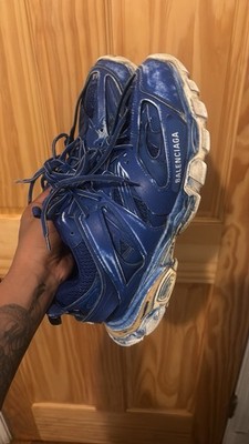 Balenciaga Men s Blue/White Low Top Lace-Up Athletic Sneakers