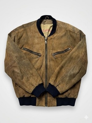 Vintage PAGANINI Italy Suede Bomber Jacket Men s XL Brown Leather Distressed 90s