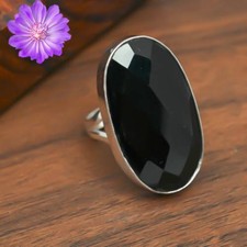 black Onyx Gemstone 925 Sterling Silver Ring Handmade Jewelry Ring For her