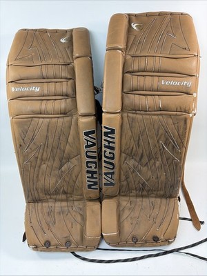 Vaughn Velocity 7600 Ice Hockey Goalie Leg Pads, Tan Brown, 33''
