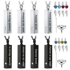 8 Pcs Urn Necklace For Ashes Urn Necklace Stainless Steel Cremation Jewelry F...