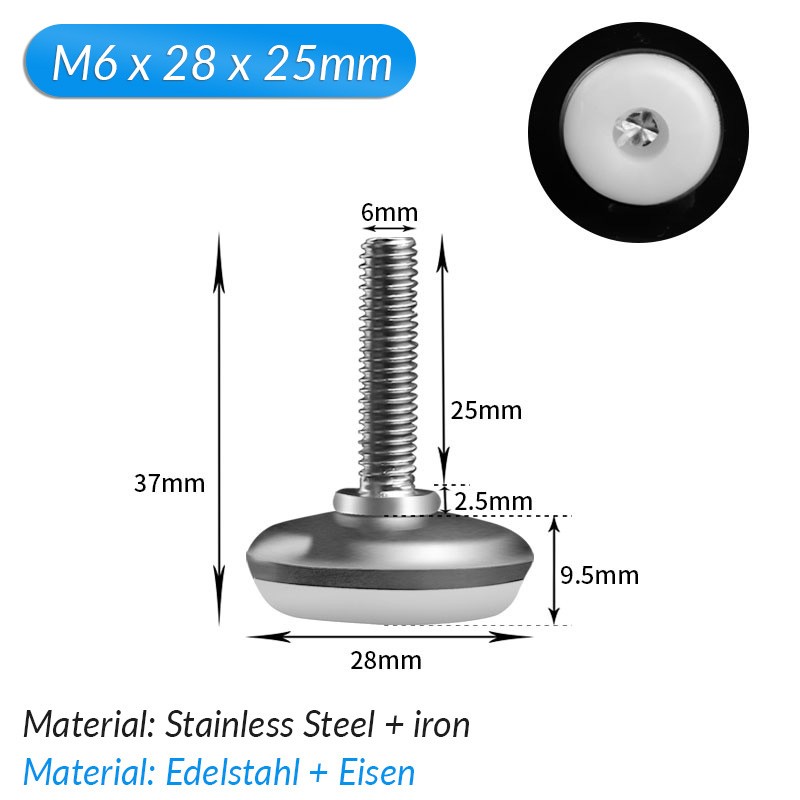 M6-M10 Stellfuß Maschinenfuß Gelenkfuß Nivellierfuß verstellbar Kunststoff/Stahl M6-M10 Stellfuß Maschinenfuß Gelenkfuß Nivellierfuß verstellbar Kunststoff/Stahl