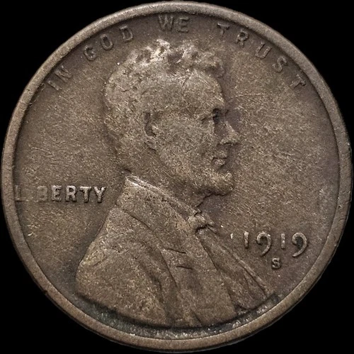1919-S Lincoln Wheat Penny Cent VF Condition San Francisco Mint