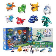 15-Pack Transforming 2" Airplane Robot Toys with Wheels for Kids 3-8+ Birthday