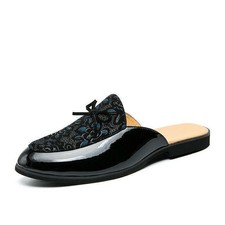 Mens Flats Slingbacks Slippers Shoes Slip on Nightclub loafers Round Toe mules