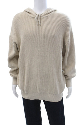 Dept Anonym Unisex Pullover Hoodie Beige Long Sleeve Drawstring Size XL