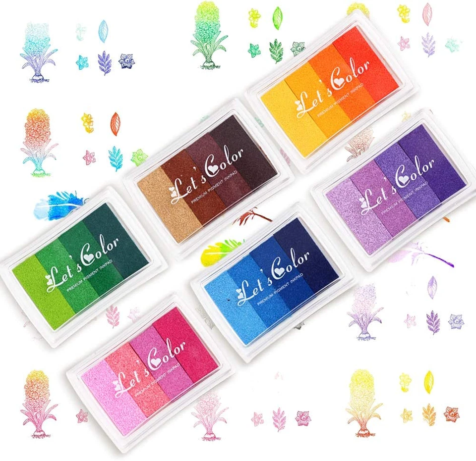 Craft Rainbow Finger Ink Pads, Set of 6 DIY Multicolor Craft Stamp Pads - Image 4 of 4