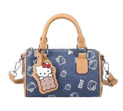 Hello Kitty Small Denim Bag Comes W/ Strap. Use Hand Held, Shoulder, Cross Body 