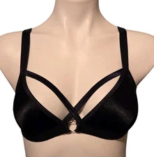 Seven Til Midnight Strappy Bra Sexy Black O Ring One Size