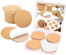 50 Pcs Self-Adhesive Cork Sheets Round, 4" x 4" Cork Tiles Backing Sheets