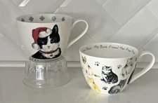 x2~CATS Jumbo Coffee/Tea Mugs~Portobello By Design~Christmas/Everyday~MINT!