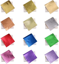 12 Colors Imitation Gold Leaf Sheets Multi-Color Gold Leaf Paper - 600 Pieces...