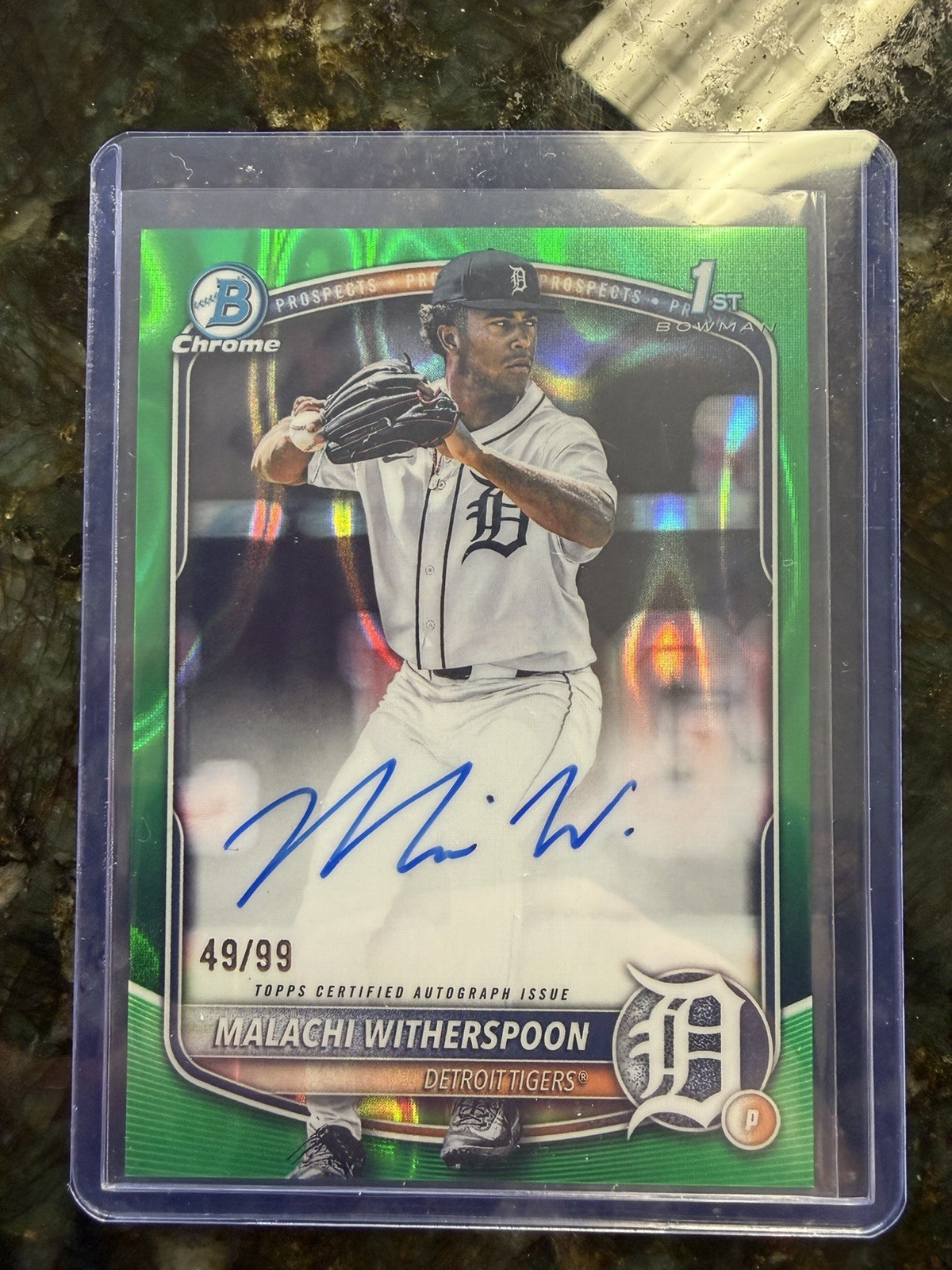 2025 BOWMAN CHROME DRAFT 1ST MALACHI WITHERSPOON AUTO GREEN LAVA REFRACTOR #/99