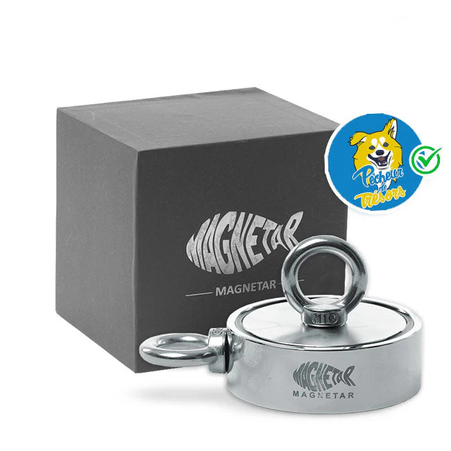 Aimant Néodyme Bulldog 880 kg de force de traction avec oillet en acier galvanisé noir