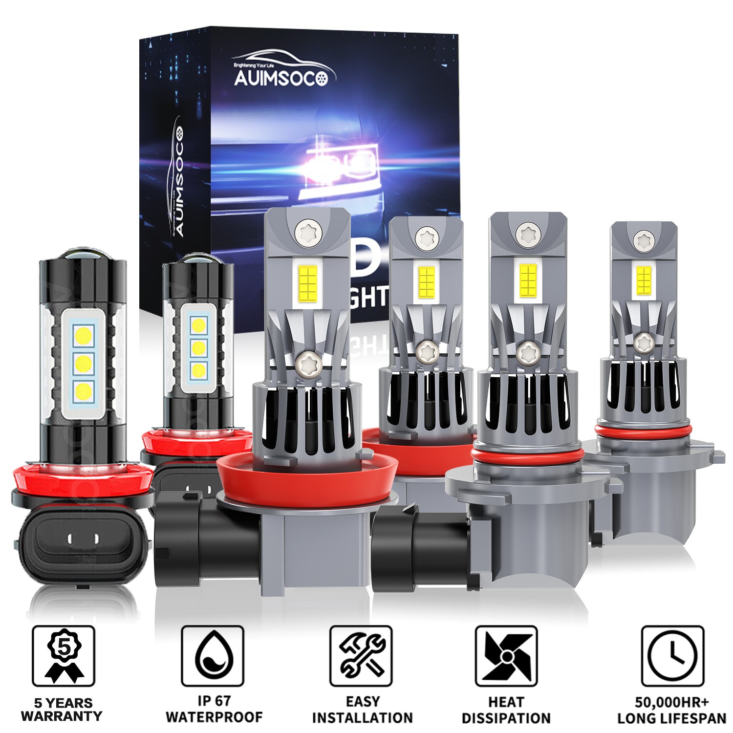 For Mitsubishi Outlander Sport 2011-2019 6x 6000K LED Headlight &Fog Light Bulbs