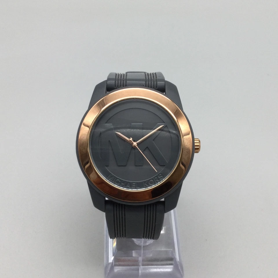 Michael Kors Preston Watch Women 43mm Rose Gold Tone Gray Silicone New Battery - Image 2 of 4