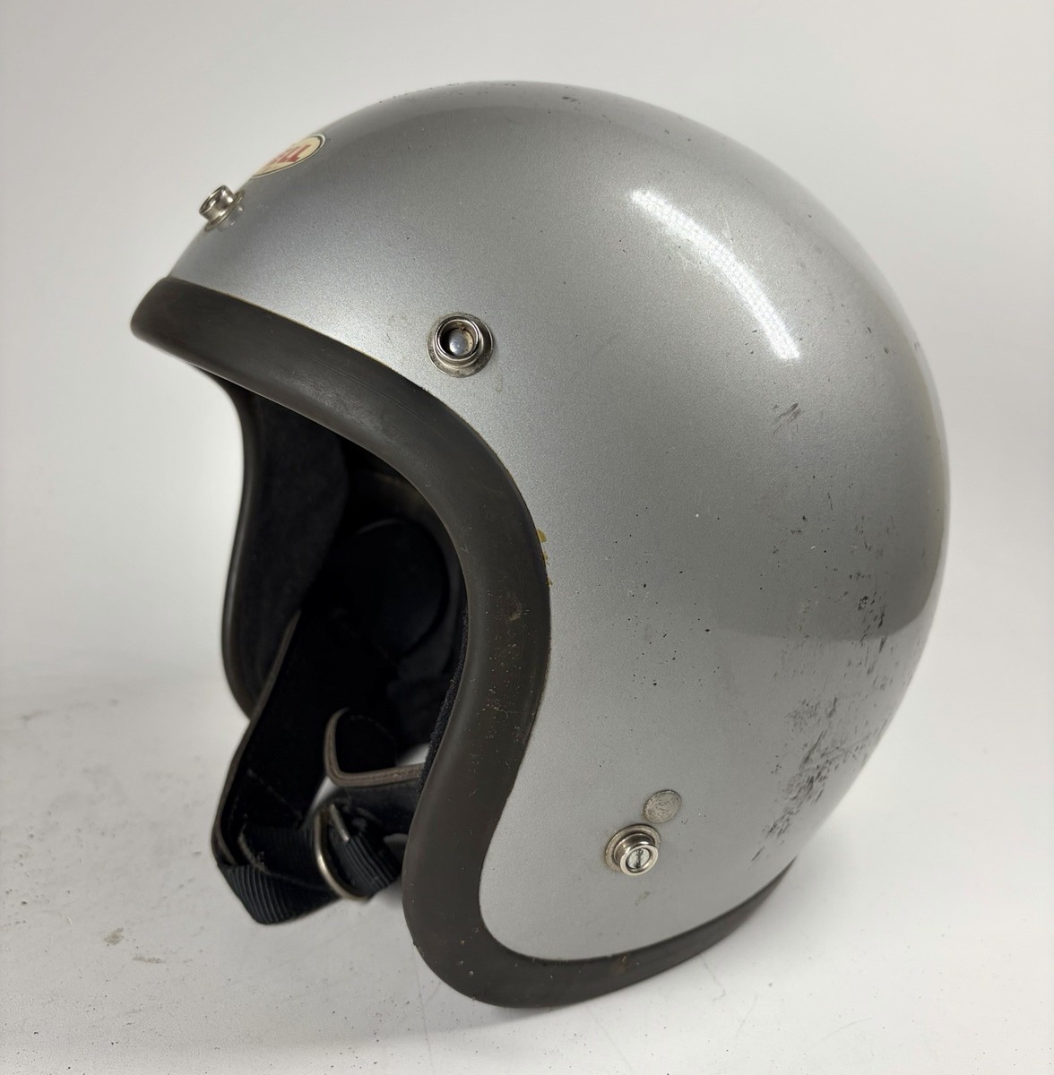 Vintage 1970's Bell Super Magnum Helmet Silver Size 6 7/8 - 500TX