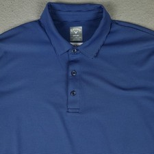 Callaway Polo Shirt Mens Size Large Blue Striped Opti Dri Fit Golf Short Sleeve