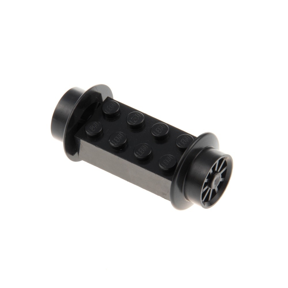 1x Lego Train Axle Modified 2x4 Black Spoked Wheel Train 4180c01
